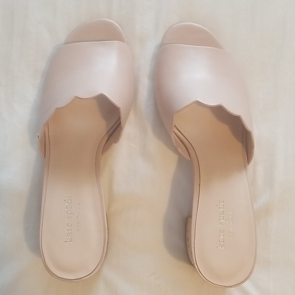 Kate Spade open toe cork heel mules/slide